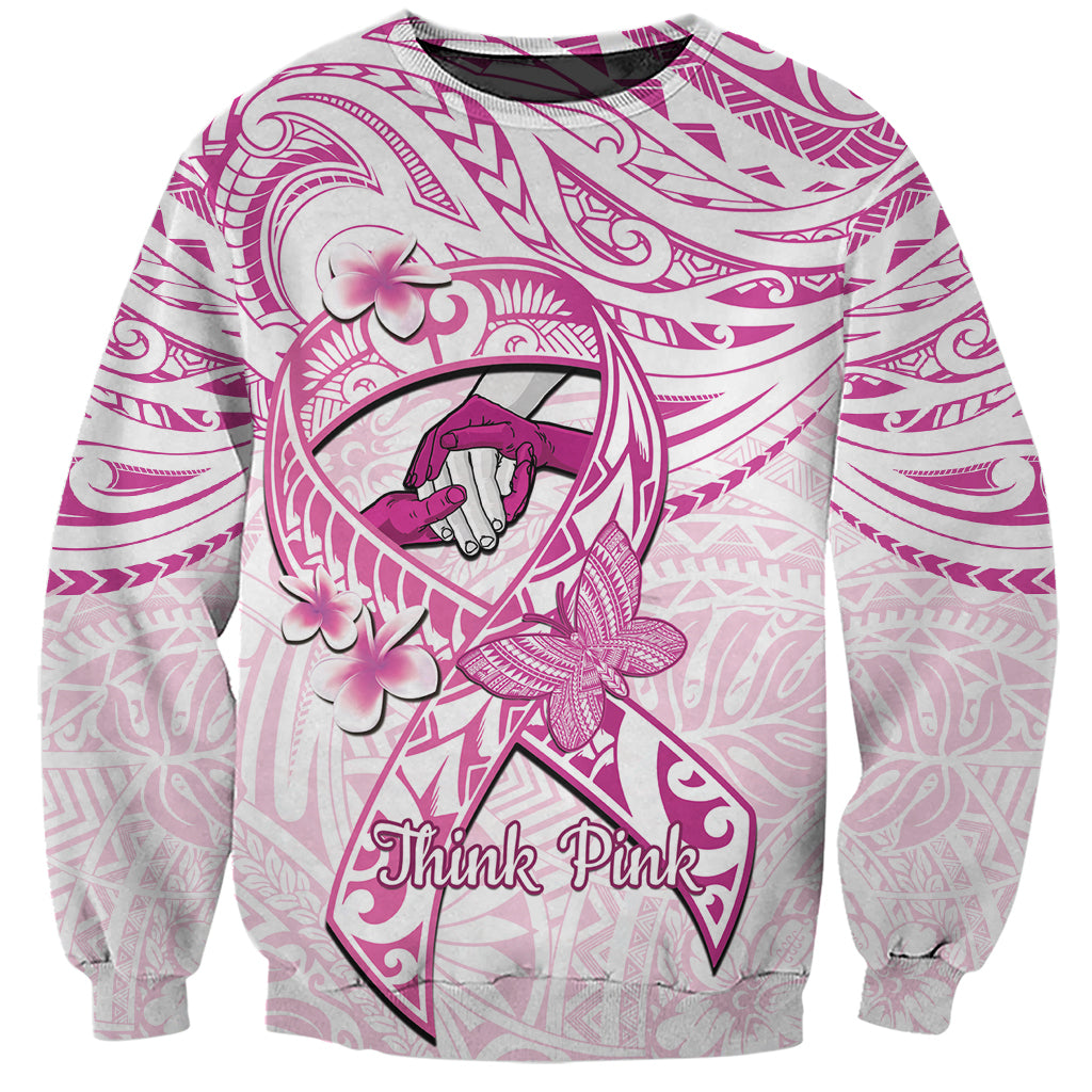 Polynesia Breast Cancer Awareness Sweatshirt Pink Ribbon No One Fights Alone - White LT14 Unisex White - Polynesian Pride