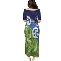 Southland New Zealand Family Matching Puletasi and Hawaiian Shirt Maori Koru Flag Color LT14 - Polynesian Pride