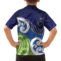 Southland New Zealand Family Matching Tank Maxi Dress and Hawaiian Shirt Maori Koru Flag Color LT14 - Polynesian Pride