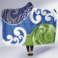 Southland New Zealand Hooded Blanket Maori Koru Flag Color LT14 One Size Blue - Polynesian Pride