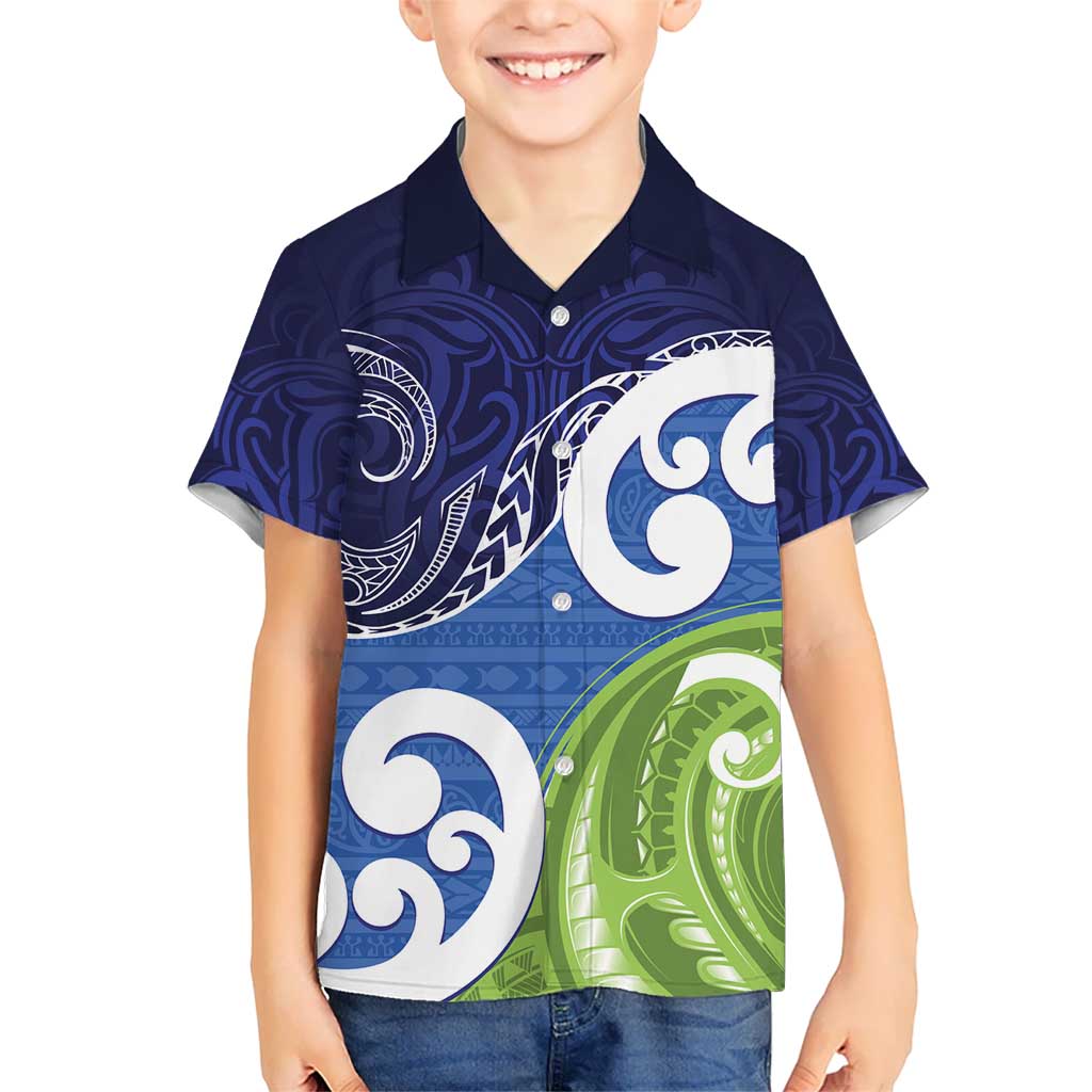 Southland New Zealand Kid Hawaiian Shirt Maori Koru Flag Color LT14 Kid Blue - Polynesian Pride
