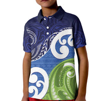 Southland New Zealand Kid Polo Shirt Maori Koru Flag Color LT14 Kid Blue - Polynesian Pride