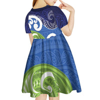 Southland New Zealand Kid Short Sleeve Dress Maori Koru Flag Color LT14 - Polynesian Pride