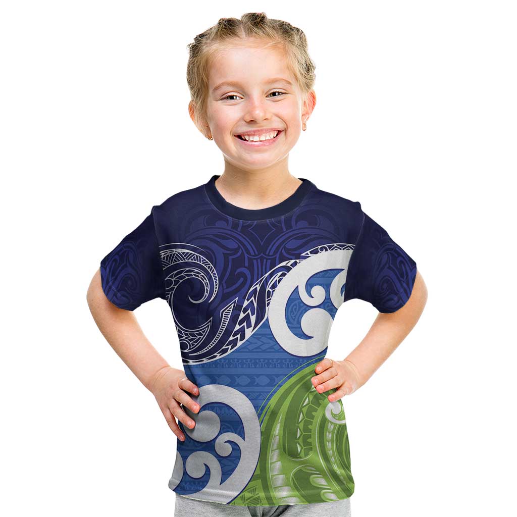 Southland New Zealand Kid T Shirt Maori Koru Flag Color LT14 Blue - Polynesian Pride