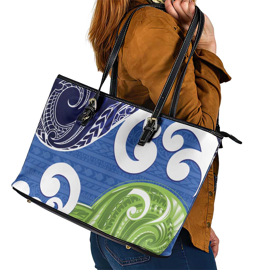 Southland New Zealand Leather Tote Bag Maori Koru Flag Color LT14 - Polynesian Pride