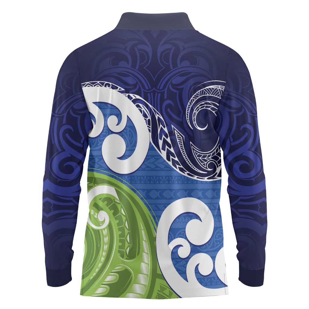 Southland New Zealand Long Sleeve Polo Shirt Maori Koru Flag Color LT14 - Polynesian Pride