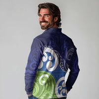 Southland New Zealand Long Sleeve Polo Shirt Maori Koru Flag Color LT14 - Polynesian Pride