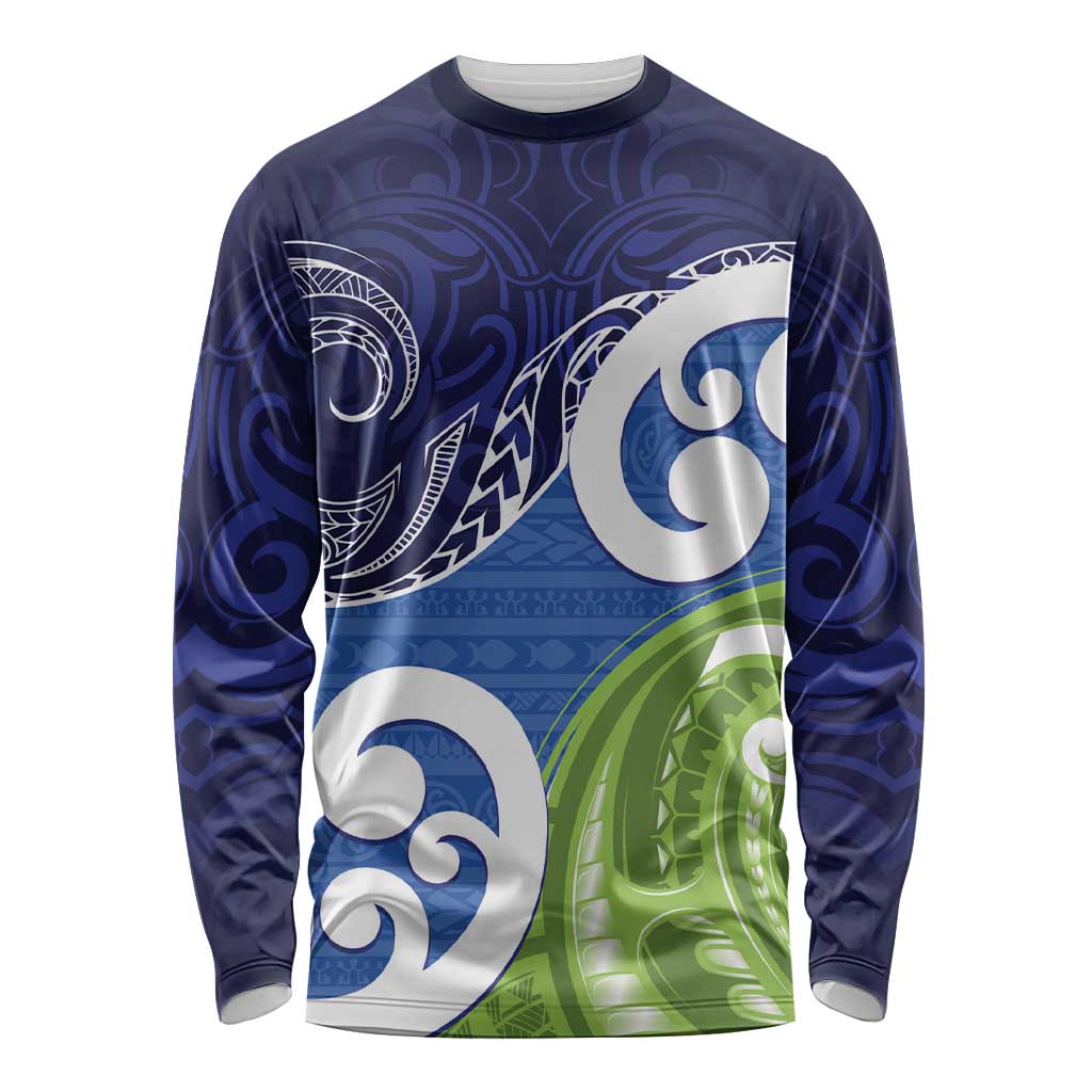 Southland New Zealand Long Sleeve Shirt Maori Koru Flag Color LT14 Unisex Blue - Polynesian Pride