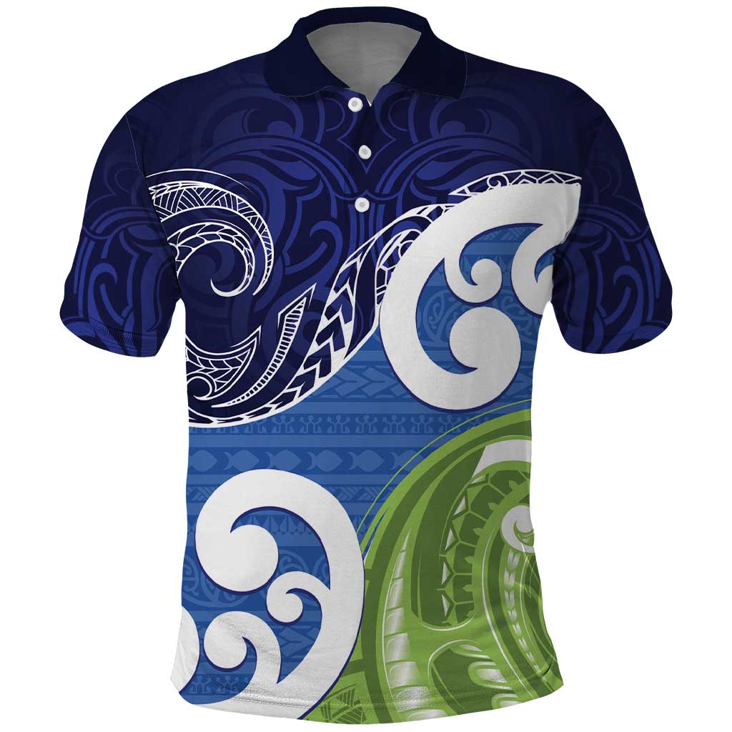 Southland New Zealand Polo Shirt Maori Koru Flag Color LT14 Blue - Polynesian Pride