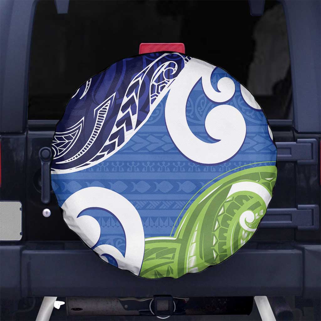 Southland New Zealand Spare Tire Cover Maori Koru Flag Color LT14 No hole Blue - Polynesian Pride