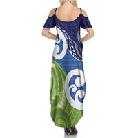 Southland New Zealand Summer Maxi Dress Maori Koru Flag Color LT14 - Polynesian Pride