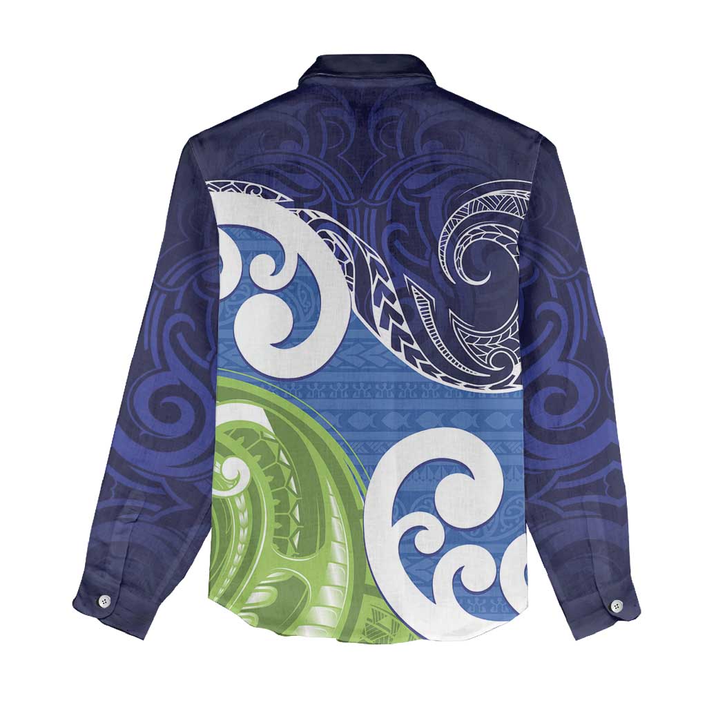 Southland New Zealand Women Casual Shirt Maori Koru Flag Color