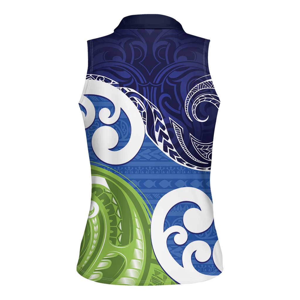 Southland New Zealand Women Sleeveless Polo Shirt Maori Koru Flag Color LT14 - Polynesian Pride