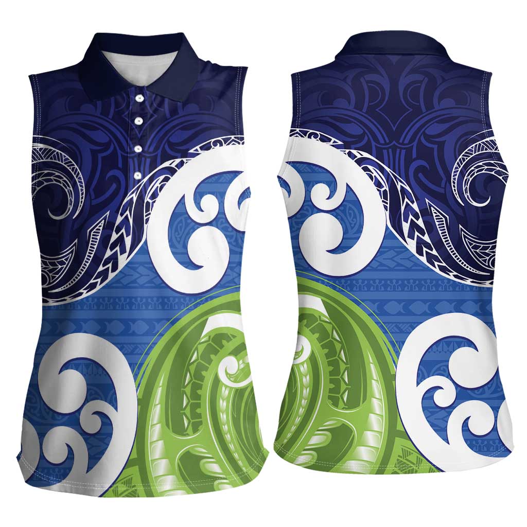 Southland New Zealand Women Sleeveless Polo Shirt Maori Koru Flag Color LT14 - Polynesian Pride