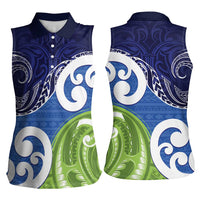 Southland New Zealand Women Sleeveless Polo Shirt Maori Koru Flag Color LT14 - Polynesian Pride