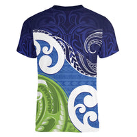 Southland New Zealand Women V-Neck T-Shirt Maori Koru Flag Color LT14 - Polynesian Pride