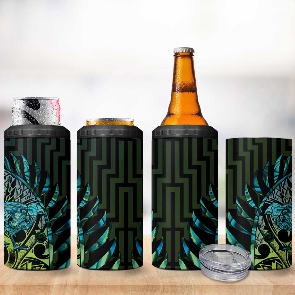 Southland Takehe Pounama 4 in 1 Can Cooler Tumbler Aotearoa Poutama Paua Shell Fern LT14 - Polynesian Pride