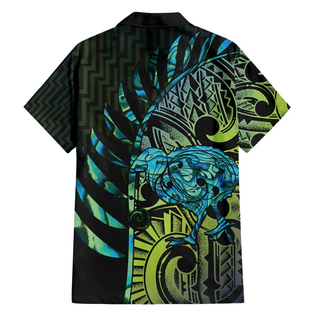 Southland Takehe Pounama Family Matching Off Shoulder Short Dress and Hawaiian Shirt Aotearoa Poutama Paua Shell Fern LT14 - Polynesian Pride