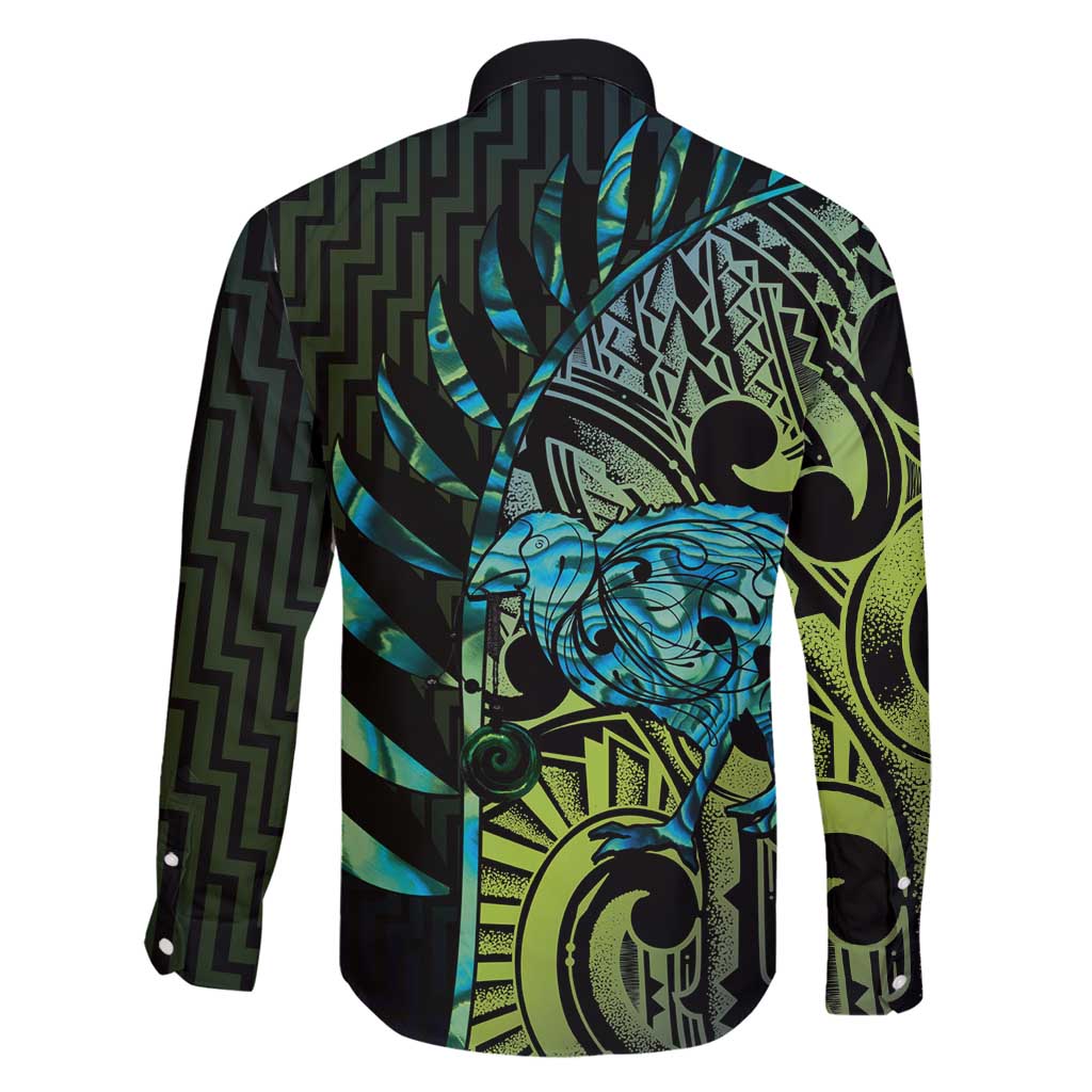 Southland Takehe Pounama Family Matching Off Shoulder Short Dress and Hawaiian Shirt Aotearoa Poutama Paua Shell Fern LT14 - Polynesian Pride