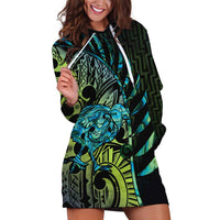Southland Takehe Pounama Hoodie Dress Aotearoa Poutama Paua Shell Fern LT14 Black - Polynesian Pride