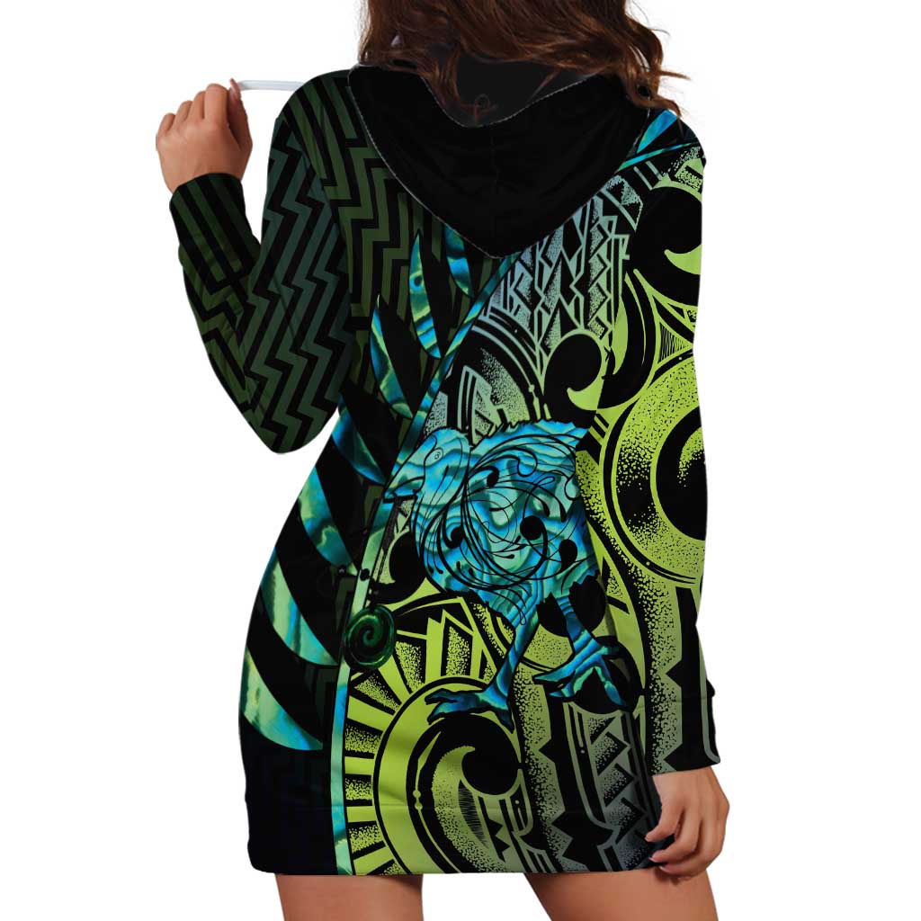 Southland Takehe Pounama Hoodie Dress Aotearoa Poutama Paua Shell Fern LT14 - Polynesian Pride