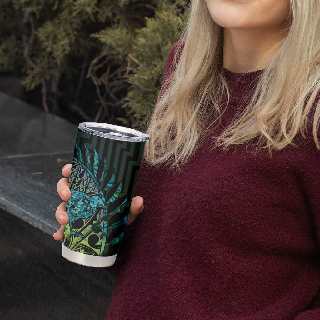 Southland Takehe Pounama Tumbler Cup Aotearoa Poutama Paua Shell Fern