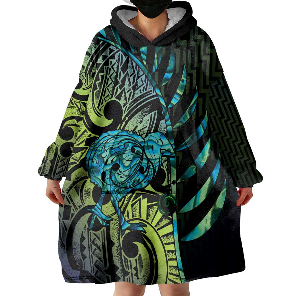 Southland Takehe Pounama Wearable Blanket Hoodie Aotearoa Poutama Paua Shell Fern LT14 - Polynesian Pride