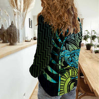 Southland Takehe Pounama Women Casual Shirt Aotearoa Poutama Paua Shell Fern LT14 - Polynesian Pride