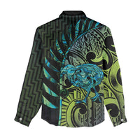 Southland Takehe Pounama Women Casual Shirt Aotearoa Poutama Paua Shell Fern LT14 - Polynesian Pride