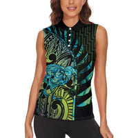 Southland Takehe Pounama Women Sleeveless Polo Shirt Aotearoa Poutama Paua Shell Fern LT14 - Polynesian Pride