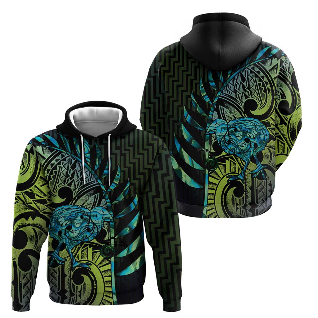 Southland Takehe Pounama Zip Hoodie Aotearoa Poutama Paua Shell Fern