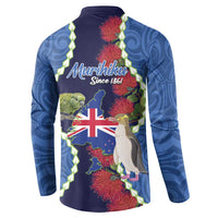 Southland Anniversary Day Button Sweatshirt Murihiku 1861 Maori Bird Mix Pohutukawa