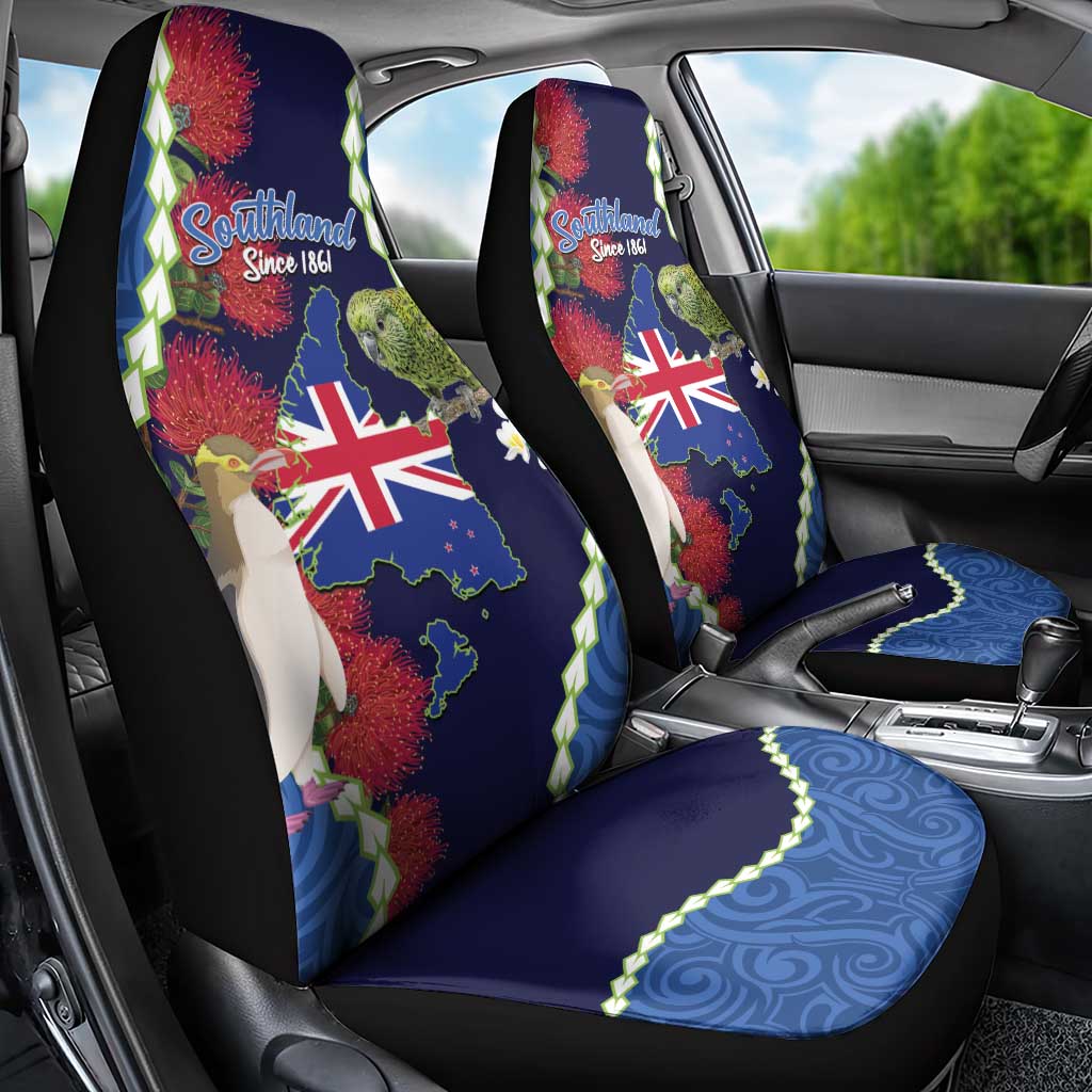 Southland Anniversary Day Car Seat Cover Murihiku 1861 Maori Bird Mix Pohutukawa LT14 - Polynesian Pride