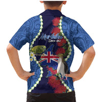 Southland Anniversary Day Family Matching Mermaid Dress and Hawaiian Shirt Murihiku 1861 Maori Bird Mix Pohutukawa LT14 - Polynesian Pride