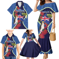 Southland Anniversary Day Family Matching Mermaid Dress and Hawaiian Shirt Murihiku 1861 Maori Bird Mix Pohutukawa LT14 - Polynesian Pride