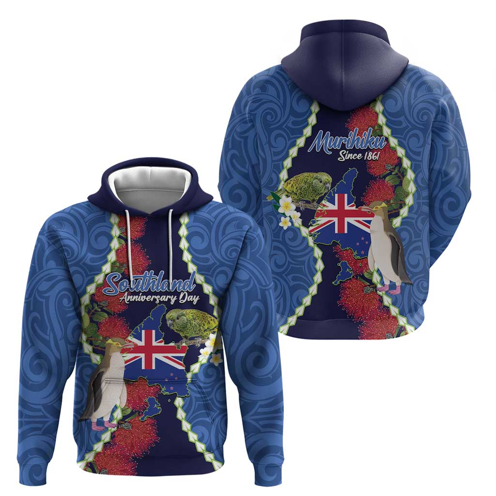 Southland Anniversary Day Hoodie Murihiku 1861 Maori Bird Mix Pohutukawa LT14 - Polynesian Pride