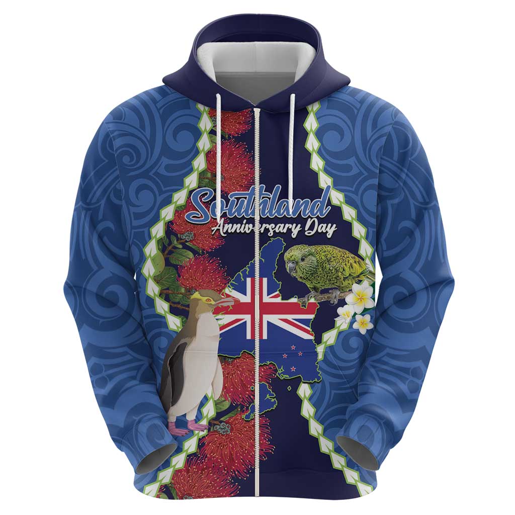 Southland Anniversary Day Hoodie Murihiku 1861 Maori Bird Mix Pohutukawa LT14 - Polynesian Pride