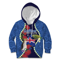 Southland Anniversary Day Kid Hoodie Murihiku 1861 Maori Bird Mix Pohutukawa LT14 Hoodie Blue - Polynesian Pride