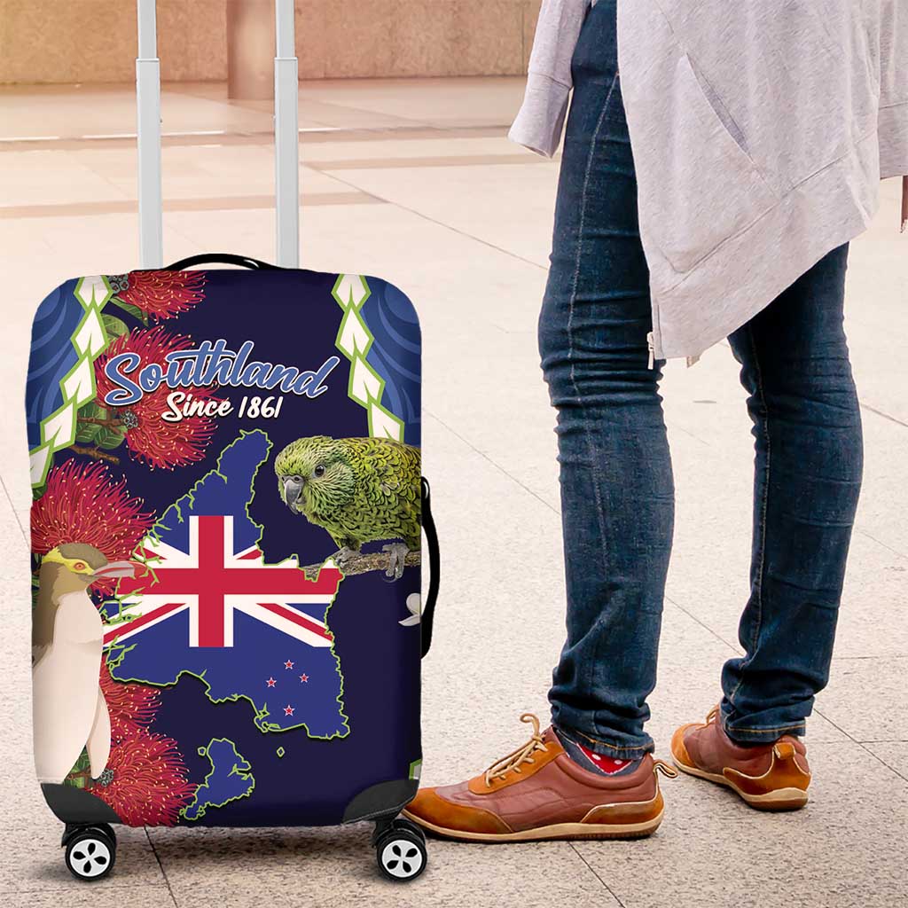 Southland Anniversary Day Luggage Cover Murihiku 1861 Maori Bird Mix Pohutukawa LT14 Blue - Polynesian Pride