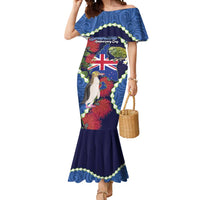Southland Anniversary Day Mermaid Dress Murihiku 1861 Maori Bird Mix Pohutukawa LT14 Women Blue - Polynesian Pride