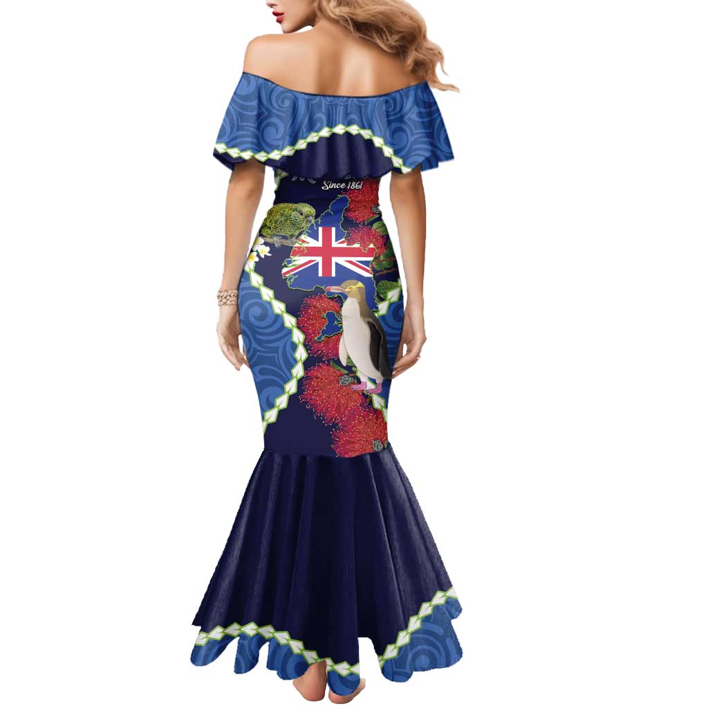 Southland Anniversary Day Mermaid Dress Murihiku 1861 Maori Bird Mix Pohutukawa LT14 - Polynesian Pride