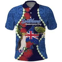 Southland Anniversary Day Polo Shirt Murihiku 1861 Maori Bird Mix Pohutukawa LT14 Blue - Polynesian Pride