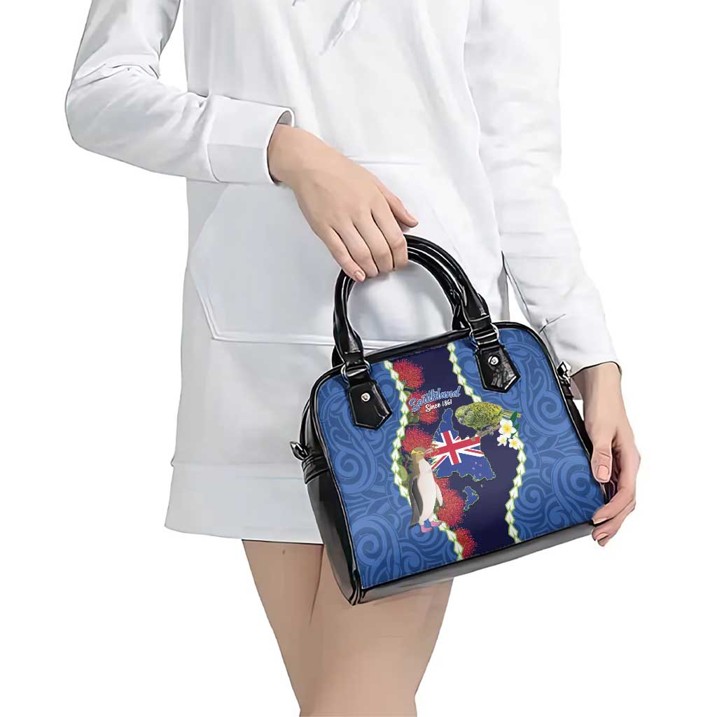 Southland Anniversary Day Shoulder Handbag Murihiku 1861 Maori Bird Mix Pohutukawa