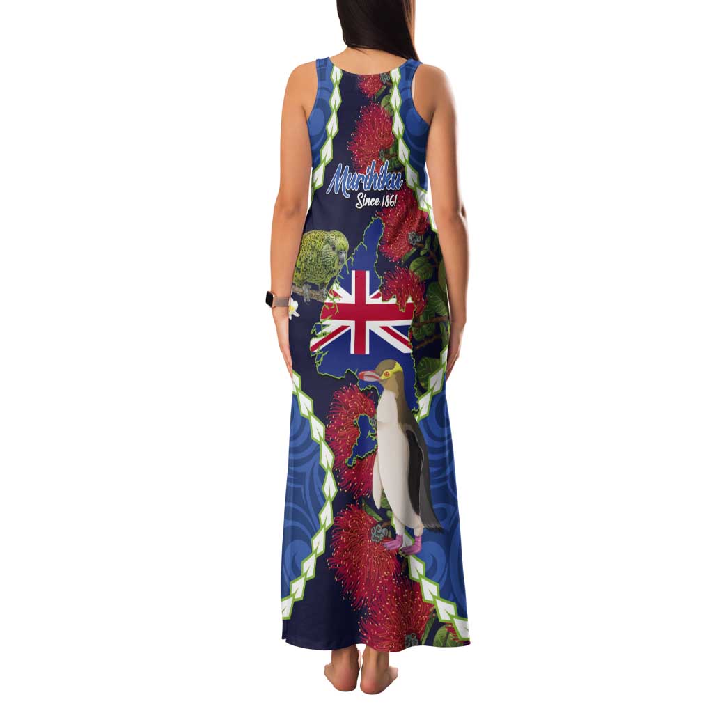 Southland Anniversary Day Tank Maxi Dress Murihiku 1861 Maori Bird Mix Pohutukawa LT14 - Polynesian Pride