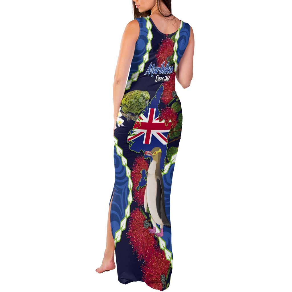 Southland Anniversary Day Tank Maxi Dress Murihiku 1861 Maori Bird Mix Pohutukawa LT14 - Polynesian Pride