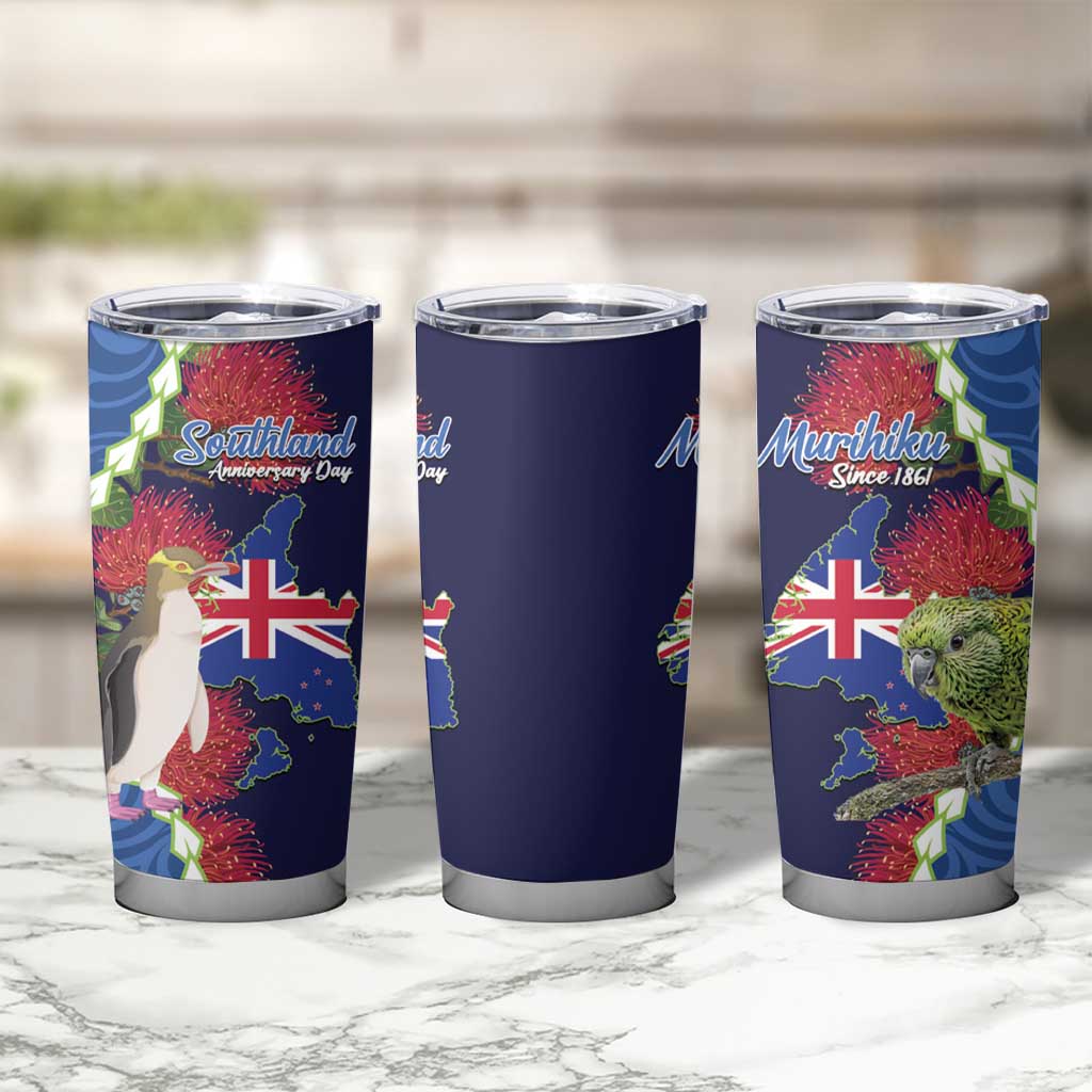 Southland Anniversary Day Tumbler Cup Murihiku 1861 Maori Bird Mix Pohutukawa LT14 - Polynesian Pride