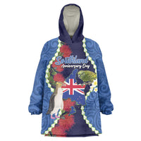Southland Anniversary Day Wearable Blanket Hoodie Murihiku 1861 Maori Bird Mix Pohutukawa LT14 One Size Blue - Polynesian Pride