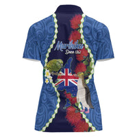 Southland Anniversary Day Women Polo Shirt Murihiku 1861 Maori Bird Mix Pohutukawa LT14 - Polynesian Pride