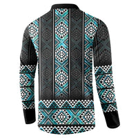 Paua Shell Taniko Pattern Aotearoa Button Sweatshirt Niho Taniwha Mix Poutama