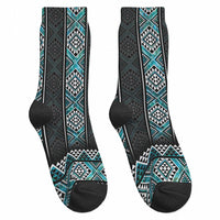 Paua Shell Taniko Pattern Aotearoa Crew Socks Niho Taniwha Mix Poutama